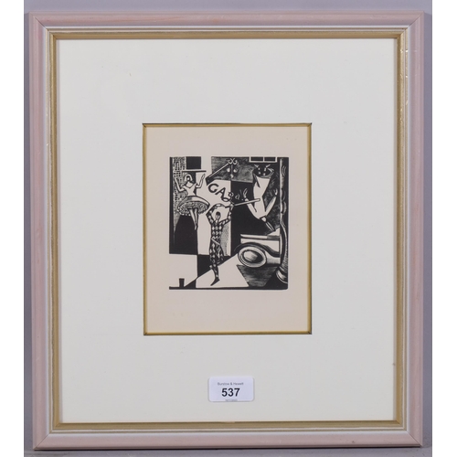 537 - Paul Nash, Gaga, woodcut print 1923, from an edition of 1000 copies, postan ref. 36, image 11cm x 10... 