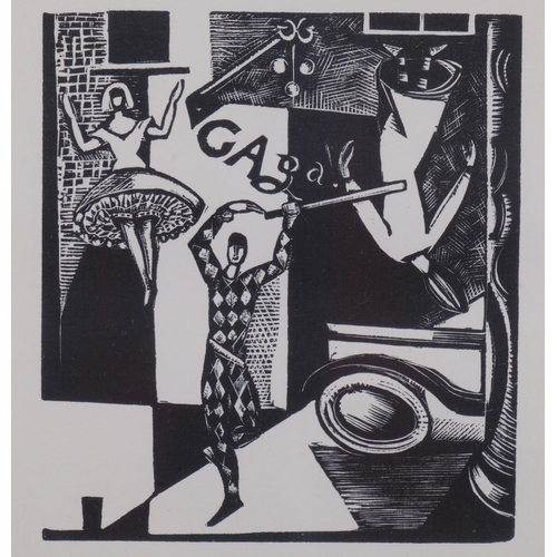 537 - Paul Nash, Gaga, woodcut print 1923, from an edition of 1000 copies, postan ref. 36, image 11cm x 10... 