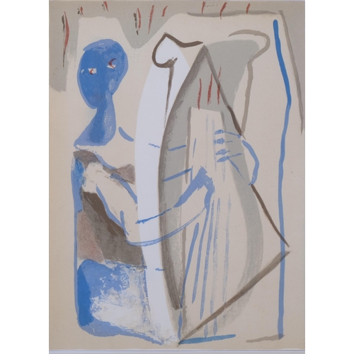 542 - Francisco Bores, abstract figure, lithograph for 1961 Verve, published by Mourlot, 29cm x 21cm, fram... 