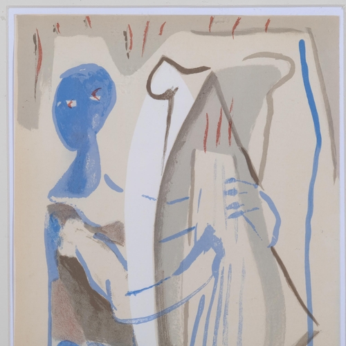 542 - Francisco Bores, abstract figure, lithograph for 1961 Verve, published by Mourlot, 29cm x 21cm, fram... 