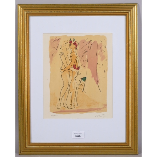 544 - Marcel Vertes, L'Amour, lithograph, artist's proof, signed in pencil, image 24cm x 18cm, framed