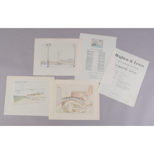 562 - Brighton and Lewes, 6 lithographs by Caroline Lucas, published by Millers of Lewes, 1948, sheet 36cm... 