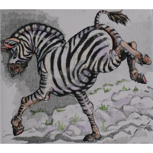 563 - Enid Jones, 4 animal studies, hand coloured etchings, all signed and numbered in pencil