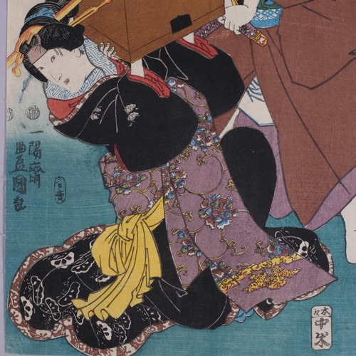 572 - Kunisada Utagawa (1786 - 1864), Japanese colour woodblock print, Sugawara Denju, 1850, 36cm x 24cm, ... 