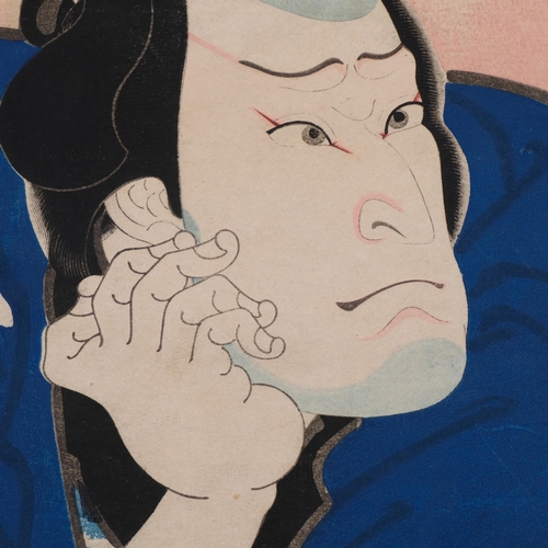 575 - Hirosada, Japanese colour woodblock portrait of an actor, sheet 25cm x 18cm, unframed