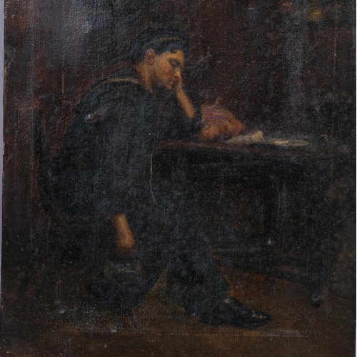 583 - The drunken sailor, early 20th century oil on canvas, unsigned, 51cm x 41cm, 19th century portrait o... 