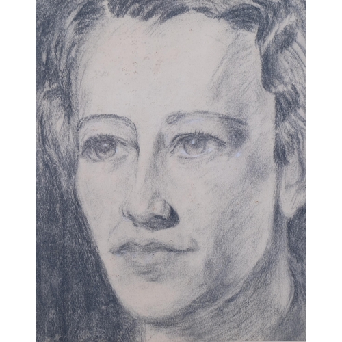 587 - Barbara Corley, portrait of Dame Flora Robson, 1959, charcoal on paper, signed by the artist and the... 