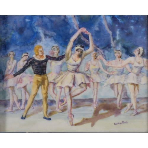 589 - George Poole (1915 - 2000), Swan Lake, miniature painting on ivorine, circa 1940s, signed, also titl... 