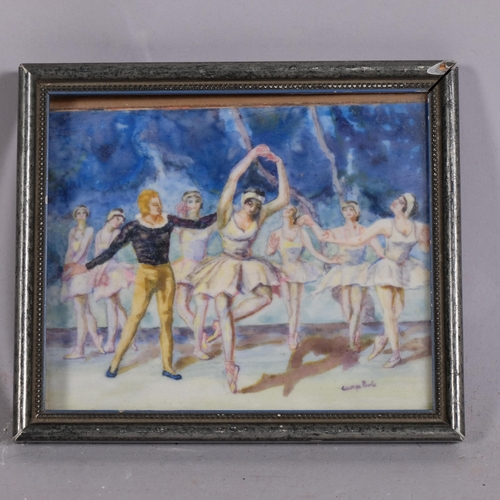 589 - George Poole (1915 - 2000), Swan Lake, miniature painting on ivorine, circa 1940s, signed, also titl... 