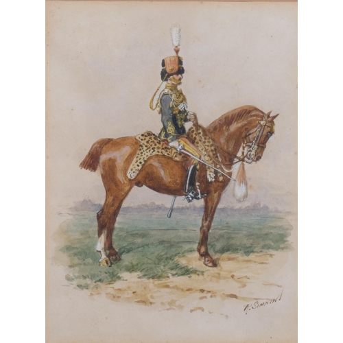 593 - Richard Simkin (1840 - 1926), 11th Prince Albert's Own Hussars, watercolour, signed, 18cm x 14cm, fr... 