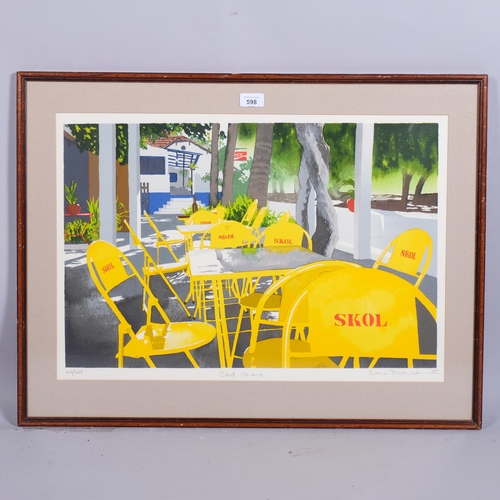 598 - Llana Richardson, skol chairs, lithograph, signed in pencil, no. 200/225, image 39cm x 59cm, framed