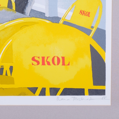 598 - Llana Richardson, skol chairs, lithograph, signed in pencil, no. 200/225, image 39cm x 59cm, framed