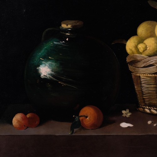 605 - 20th century still life with lemons, unsigned, 70cm x 100cm, framed