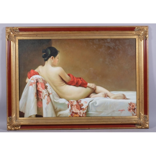 606 - D Epple, Oriental nude, oil on canvas, signed, 61cm x 91cm, framed