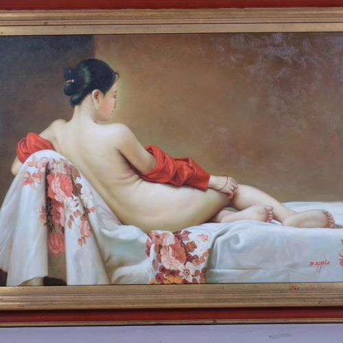 606 - D Epple, Oriental nude, oil on canvas, signed, 61cm x 91cm, framed