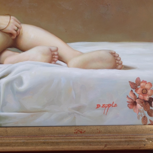 606 - D Epple, Oriental nude, oil on canvas, signed, 61cm x 91cm, framed