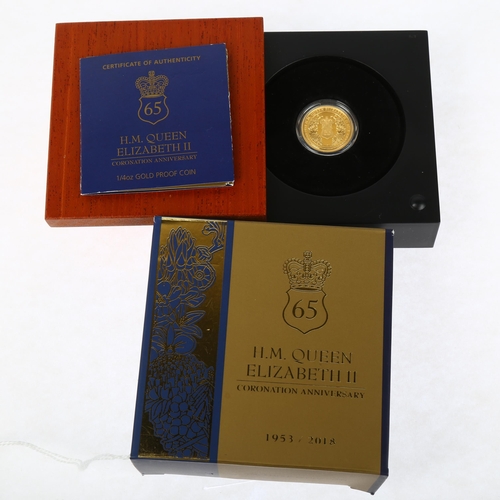 1203 - An Australian 2018 Elizabeth II quarter ounce 9999 pure gold twenty five dollars 65th Coronation Ann... 