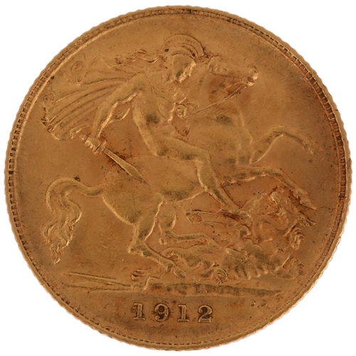 1210 - A George V 1912 gold half sovereign coin, 3.9g