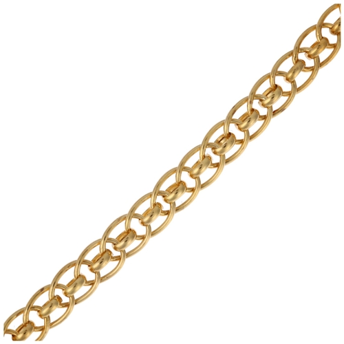 1215 - A modern 9ct gold fancy link chain bracelet, 19cm, 4.2g