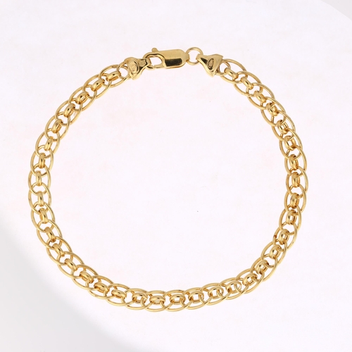 1215 - A modern 9ct gold fancy link chain bracelet, 19cm, 4.2g