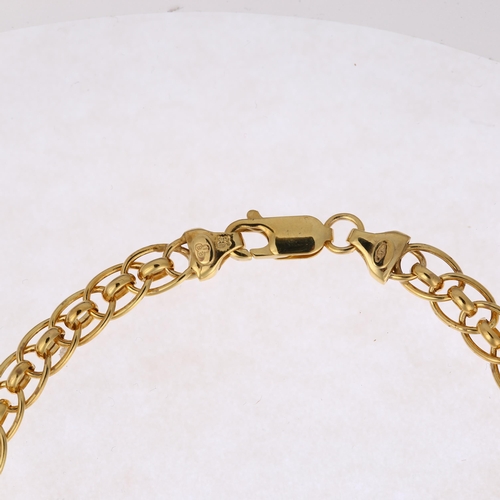 1215 - A modern 9ct gold fancy link chain bracelet, 19cm, 4.2g