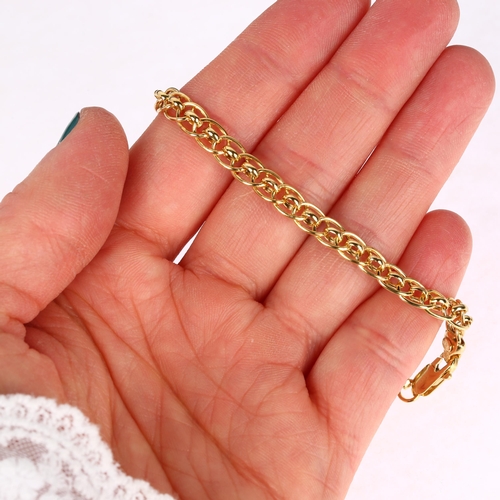 1215 - A modern 9ct gold fancy link chain bracelet, 19cm, 4.2g