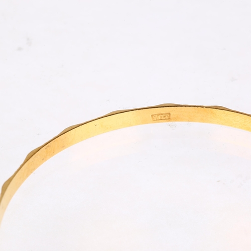 1218 - A Middle Eastern high carat gold slave bangle, band width 4mm, internal circumference 20cm, 15.4g