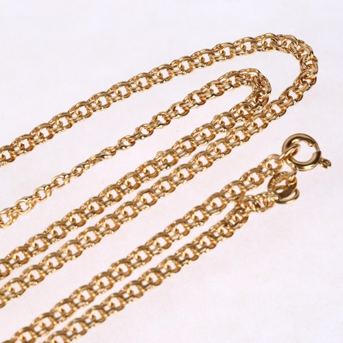 1221 - A late 20th century 9ct gold double link chain necklace, maker C&F, import London 1984, 60cm, 9.5g