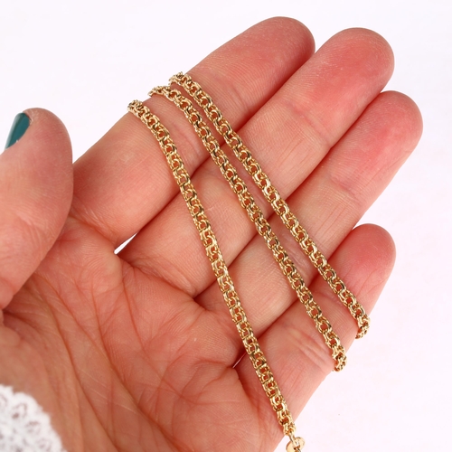 1221 - A late 20th century 9ct gold double link chain necklace, maker C&F, import London 1984, 60cm, 9.5g