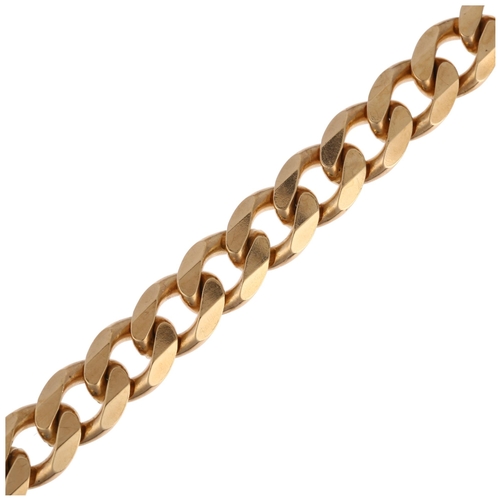 1222 - A modern 9ct gold flat curb link chain bracelet, maker ATG, 21cm, 28.5g