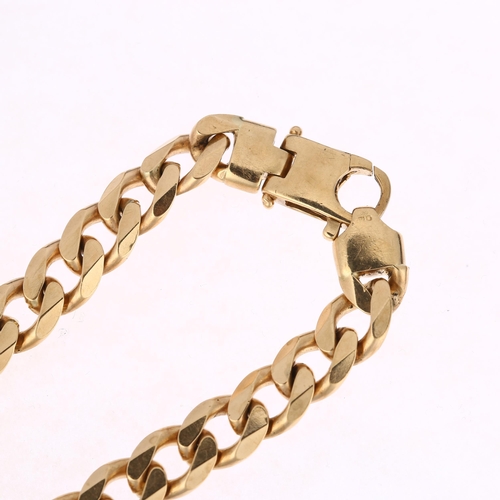 1222 - A modern 9ct gold flat curb link chain bracelet, maker ATG, 21cm, 28.5g