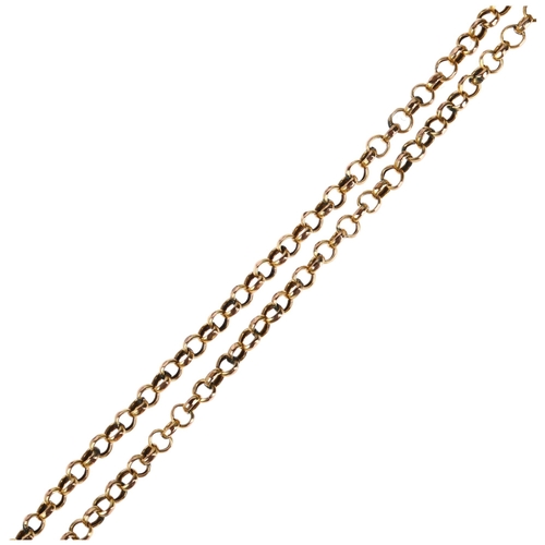 1245 - An Antique 9ct gold belcher link chain necklace, 46cm, 5.4g