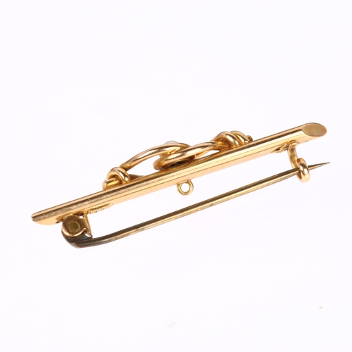 1274 - An Edwardian 15ct gold pearl bar brooch, 42.5mm, 3.1g