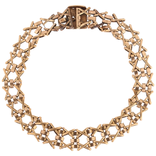 1276 - A late 20th century 9ct gold gatelink bracelet, maker NK, London 1973, 20cm, 12.3g