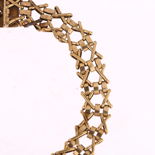 1276 - A late 20th century 9ct gold gatelink bracelet, maker NK, London 1973, 20cm, 12.3g