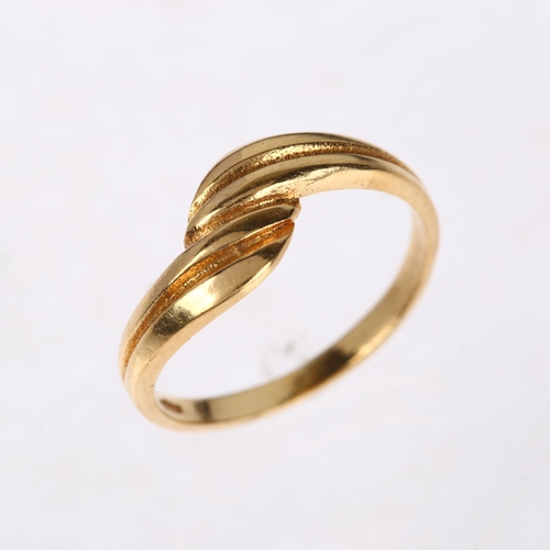 1277 - An 18ct gold crossover band ring, setting height 7.5mm, size L, 2.5g