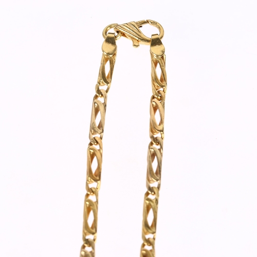 1279 - A Middle Eastern fancy link chain necklace, foreign gold assay marks, 50cm, 26.2g