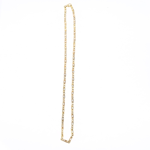 1279 - A Middle Eastern fancy link chain necklace, foreign gold assay marks, 50cm, 26.2g