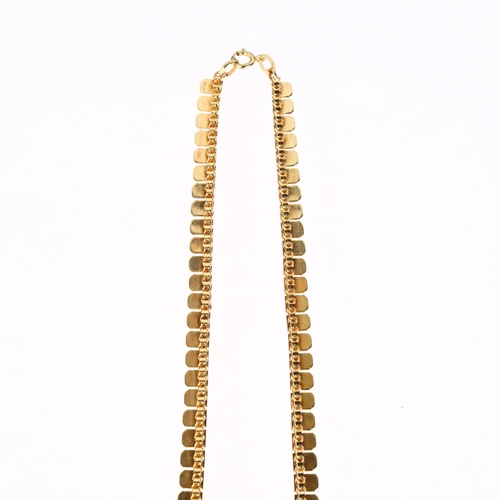 1297 - A 9ct gold graduated fringe necklace, 42cm, 21.7g