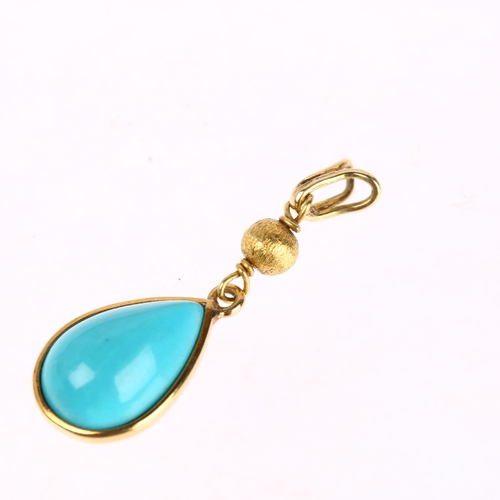 1299 - A Continental 18ct gold synthetic turquoise jewellery set, comprising pendant and pair of stud earri... 