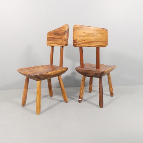 2016 - A set of four Brutalist solid wood chairs in the mid-century manner.