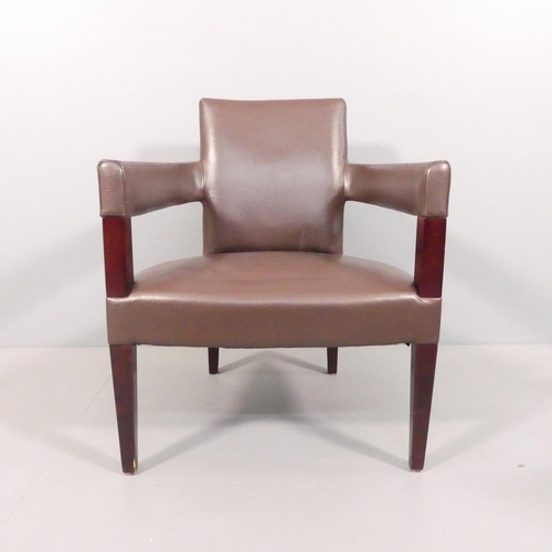 2022 - A contemporary design leather lounge chair. Overall 65x82x66cm, seat 55x39x52cm. WITH THE OPTION TO ... 