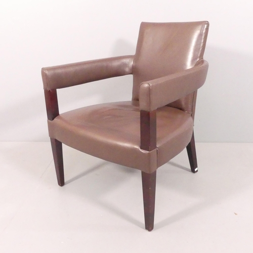 2023 - A contemporary design leather lounge chair. Overall 65x82x66cm, seat 55x39x52cm.