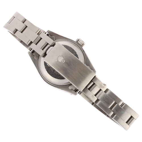 1097 - ROLEX - a lady's stainless steel Oyster Perpetual Datejust automatic bracelet watch, ref. 69174, cir... 