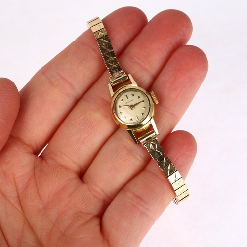 1072 - CERTINA - a lady's Swiss 18ct gold mechanical bracelet watch, circa 1960s, silvered dial with applie... 