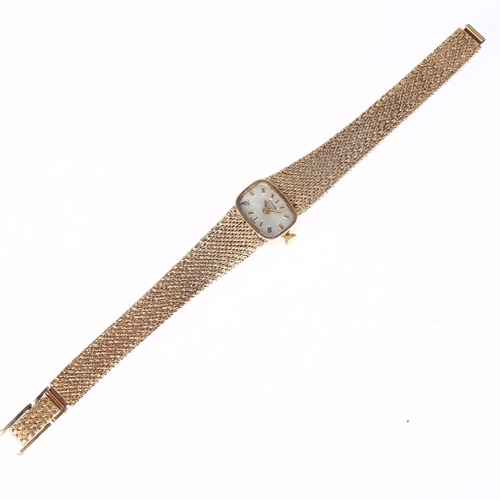 1073 - CYMA - a lady's 9ct gold mechanical bracelet watch, circa 1970s, silvered dial with applied gilt bat... 