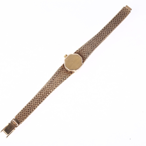 1073 - CYMA - a lady's 9ct gold mechanical bracelet watch, circa 1970s, silvered dial with applied gilt bat... 