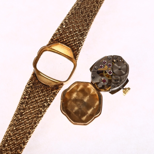 1073 - CYMA - a lady's 9ct gold mechanical bracelet watch, circa 1970s, silvered dial with applied gilt bat... 