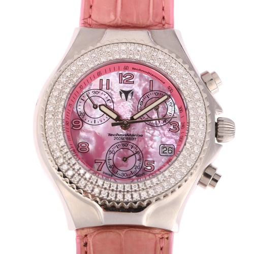 1074 - TECHNOMARINE - a lady's stainless steel diamond TechnoDiamond quartz calendar chronograph wristwatch... 