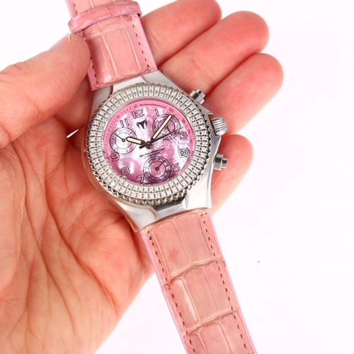 1074 - TECHNOMARINE - a lady's stainless steel diamond TechnoDiamond quartz calendar chronograph wristwatch... 